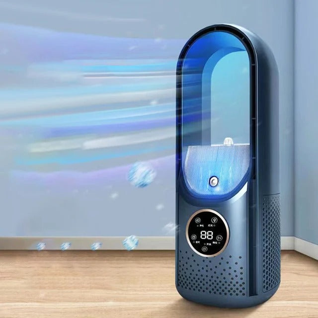 Summer essential: a quiet portable AC, bladeless fan for personal cooling at home or office.
