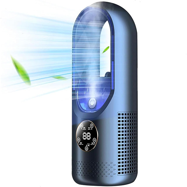 Innovative bladeless fan design, a quiet USB personal AC for desktop cooling.