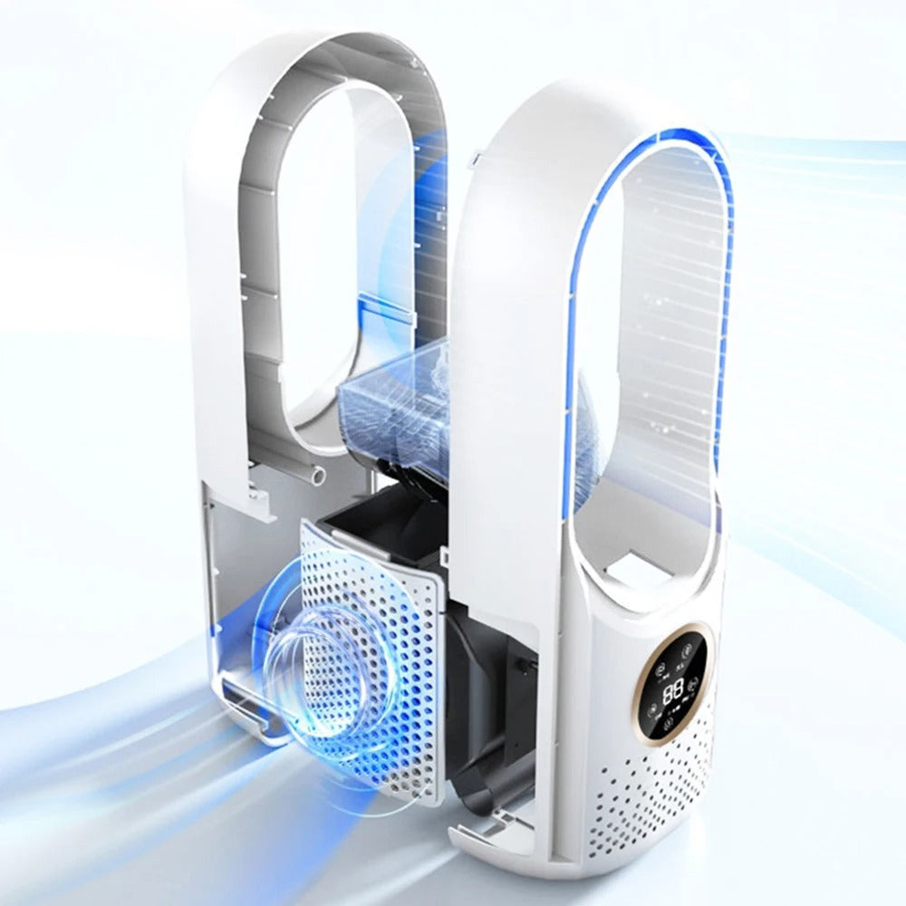 USB powered bladeless fan, a silent personal air conditioner for quiet comfort.