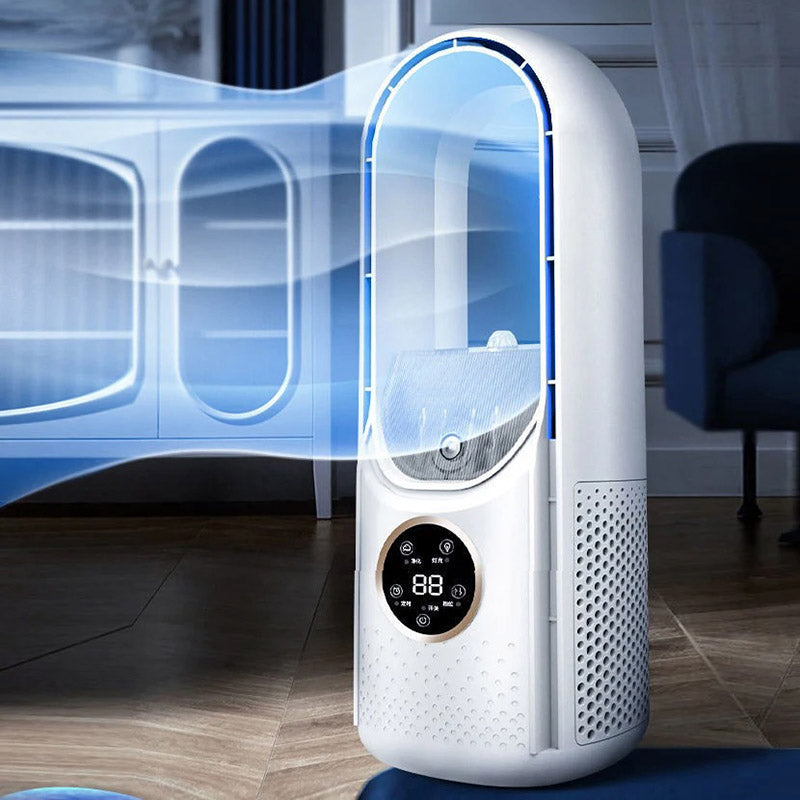 Portable silent bladeless cooler, a compact mini air conditioner for any room.