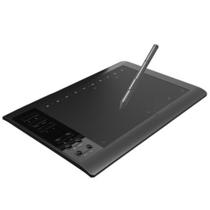 Artist using a portable drawing tablet with stylus pen, enjoying the realistic paper-feel for creative digital design.