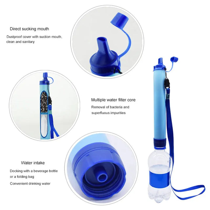 Essential emergency water filter for survival hydration. Portable purification gear for outdoor, camping, and hiking.