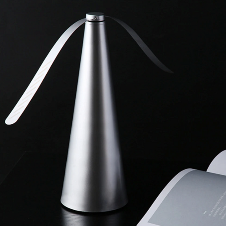 Portable fly repellent fan keeps food safe from insects on outdoor dining tables & picnics. Ideal for patios.