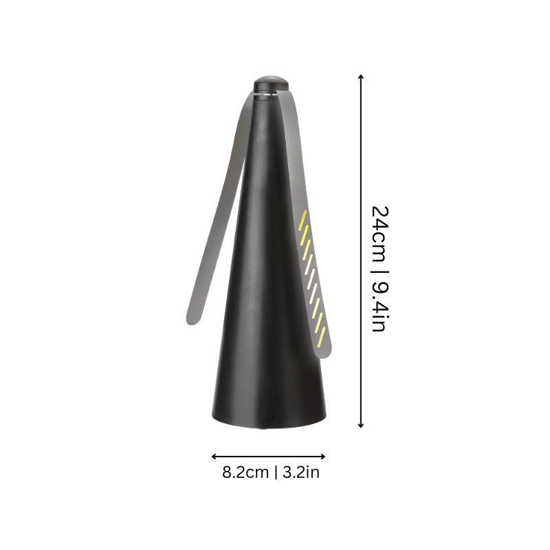 Compact bug fan with soft-touch blades effectively repels flies & insects from your outdoor food spread.