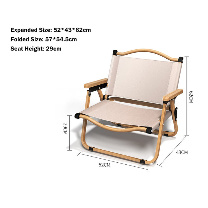 Portable foldable outdoor chair for camping, picnic & travel comfort.