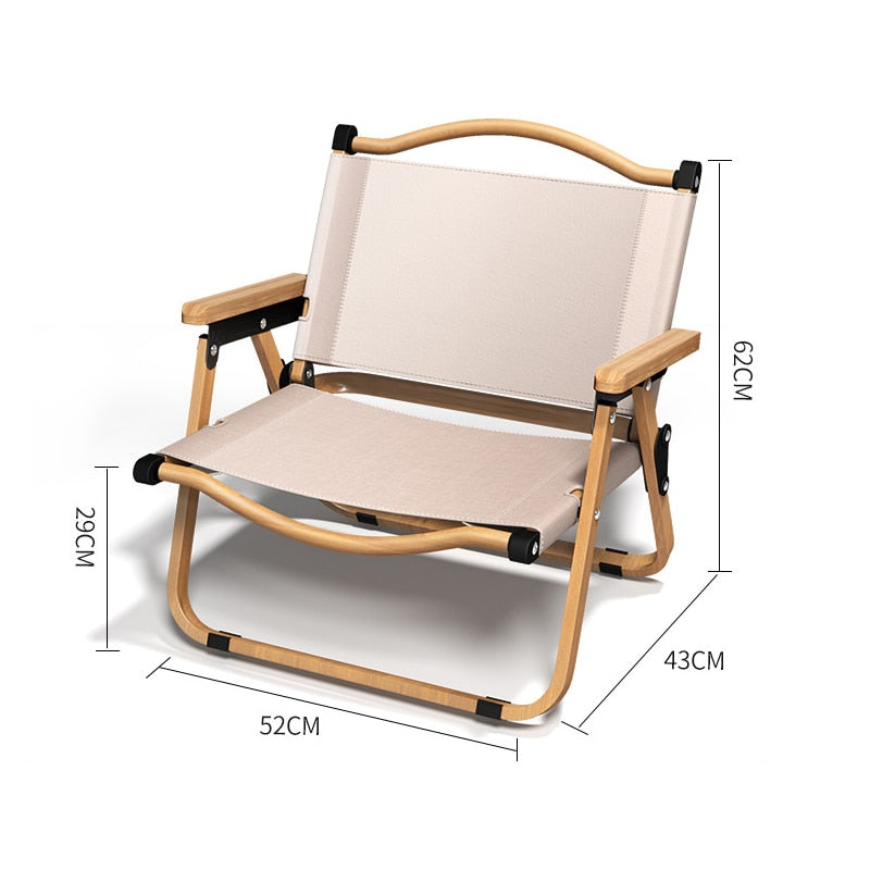 Compact outdoor chair folded, ready for easy transport to camp or beach.