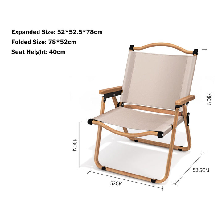 Unisex portable chair in an outdoor setting, offering comfortable seating.