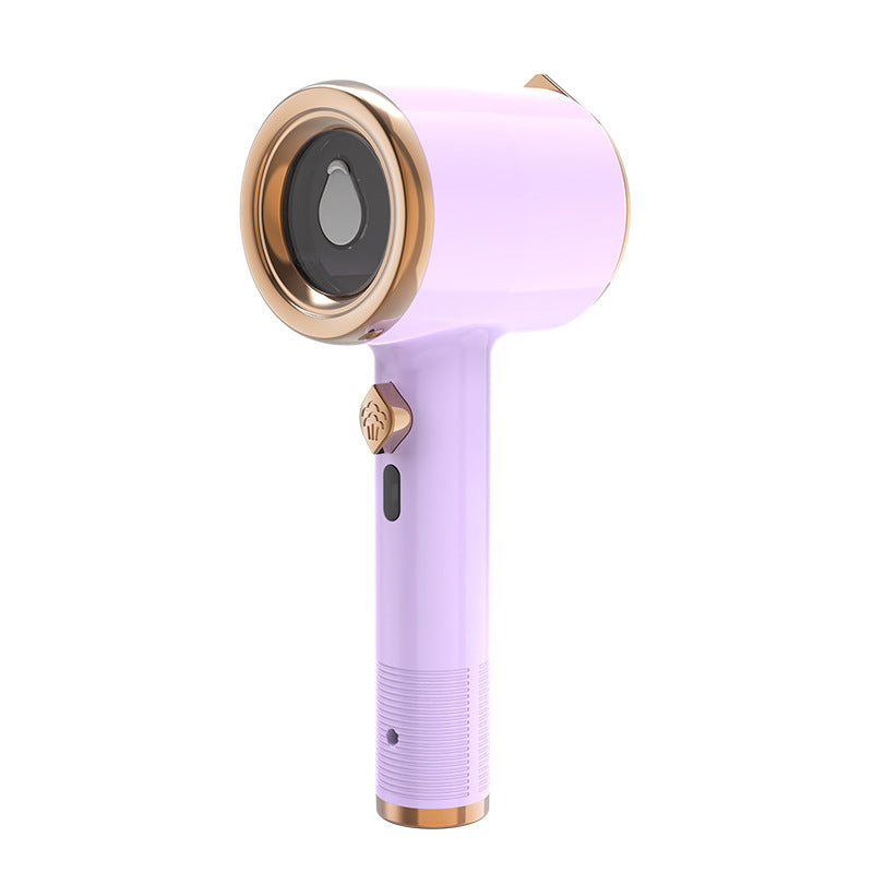 Portable handheld garment steamer in white, quickly removing wrinkles from clothes for travel or home use.