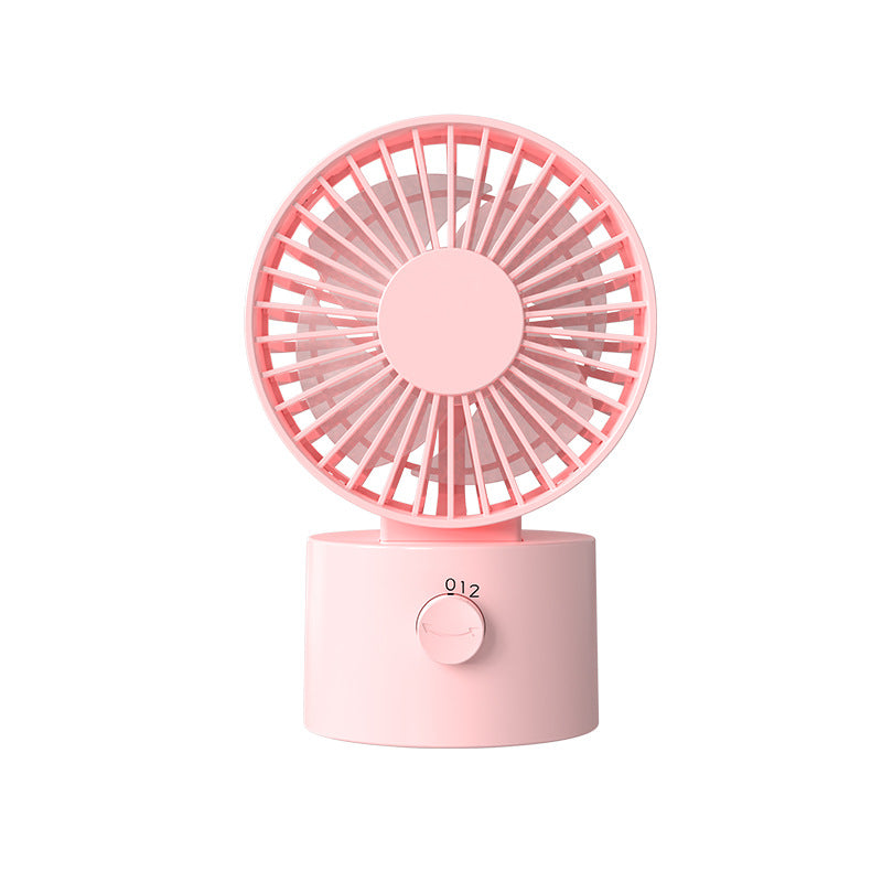 Compact personal portable fan. Small desk fan with adjustable speed, ideal for travel, bedside, or office use.