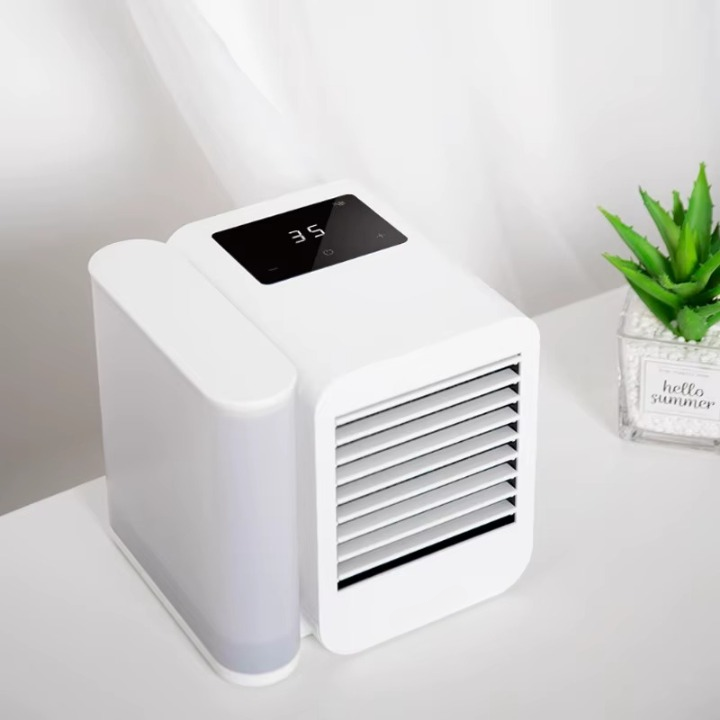 Compact personal air conditioner, a quiet desk fan & evaporative cooler for effective home/office cooling.