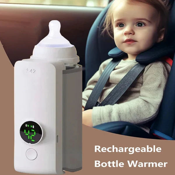 BPA-free portable milk warmer with precise digital display, fast & safe baby feeding on the go.