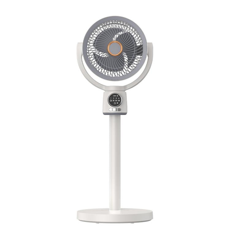 Portable rechargeable pedestal fan with remote control for home & office use.