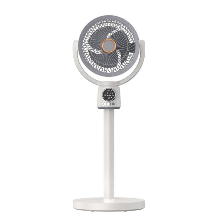 Portable rechargeable pedestal fan with remote control for home & office use.