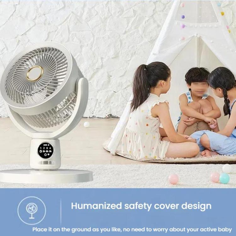 Adjustable height rechargeable fan, pedestal style, with remote for precise airflow.