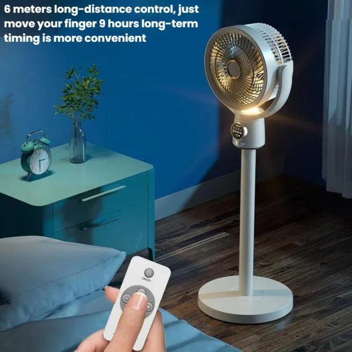 Home & office rechargeable fan, a versatile pedestal design with remote for easy settings.