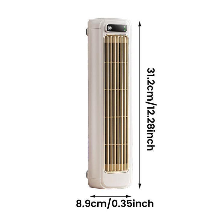 Compact personal air cooler, beige color, ideal for travel and personal space cooling.