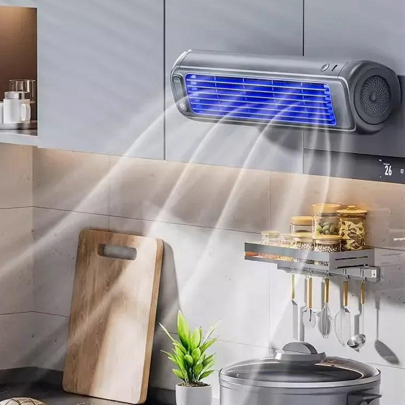 Cordless portable air cooler, compact design for personal cooling at your desk or on the go.