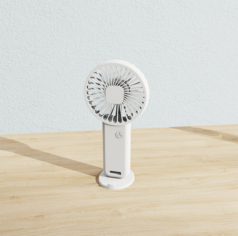 Quiet portable desk fan, USB rechargeable, providing personal cooling for office or home workstations.