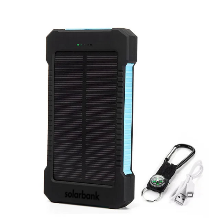 Reliable outdoor gear: solar power bank provides emergency power and light for any adventure.