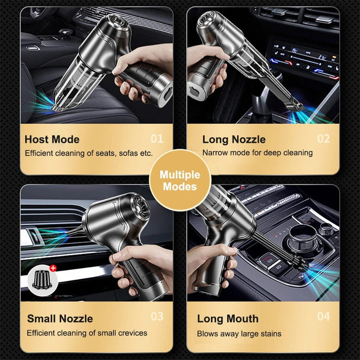 High-performance portable car vacuum with powerful suction, ideal for quick vehicle interior tidying.