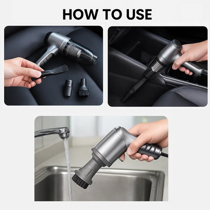 Modern design portable car vac, offering strong suction and wireless freedom for your vehicle.