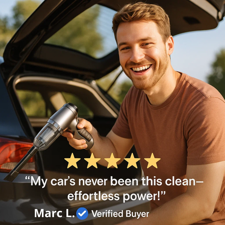 Cordless car vacuum cleaner, essential for vehicle interior maintenance and quick cleanups.