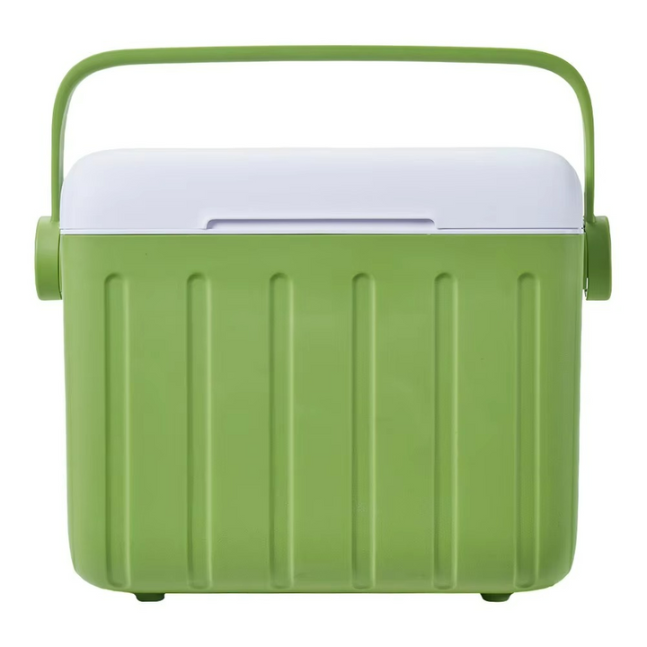 Cream colored portable 6L thermal cooler box, designed for camping, beach days, and chilling food & beverages.