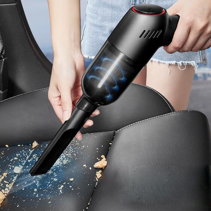 Compact, ergonomic cordless handheld car vacuum. Portable cleaner for easy dust and debris removal from vehicle interiors.