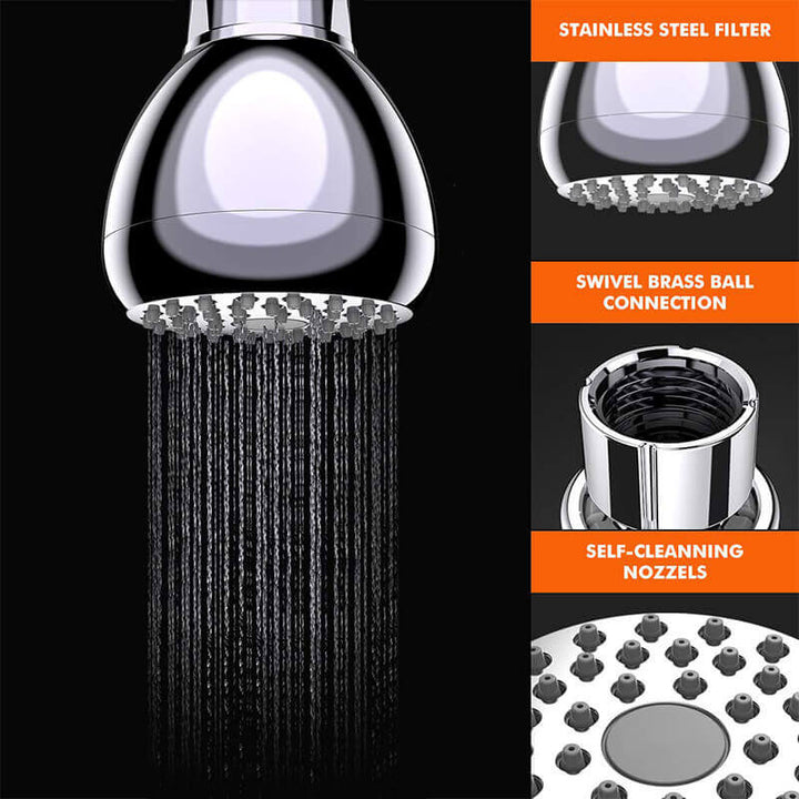 Sleek Matt Black High Pressure Shower Head with anti-clog nozzles, a stylish modern bathroom fixture.