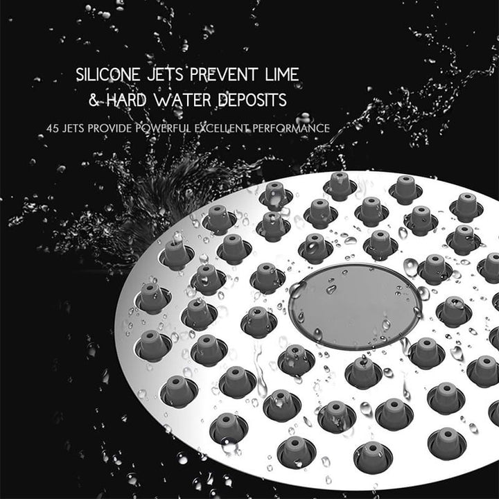 Revitalizing High Pressure Shower Head. Modern design with advanced anti-clog nozzles for ultimate comfort.
