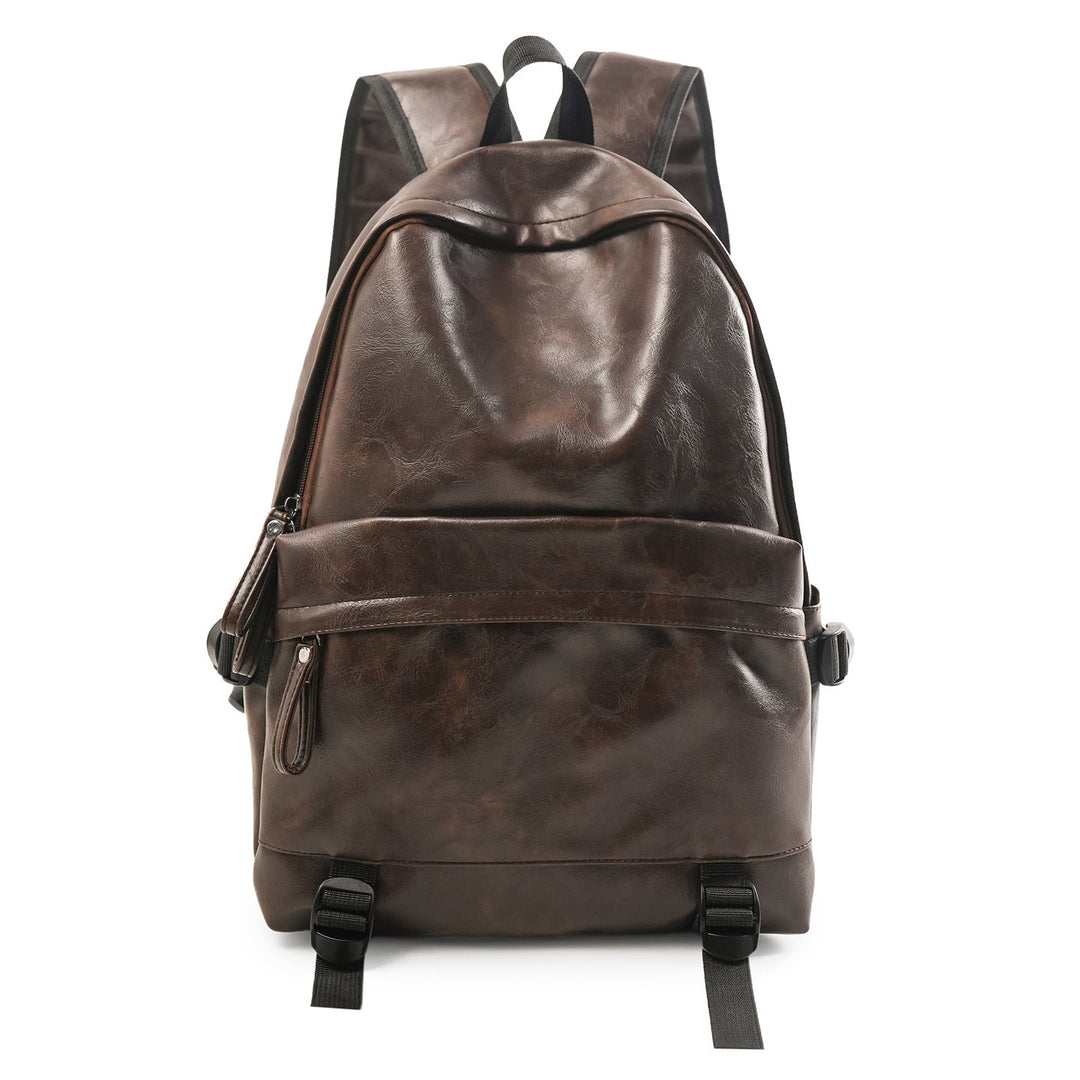 Genuine leather unisex backpack featuring multiple compartments. A stylish and durable bag for daily use.