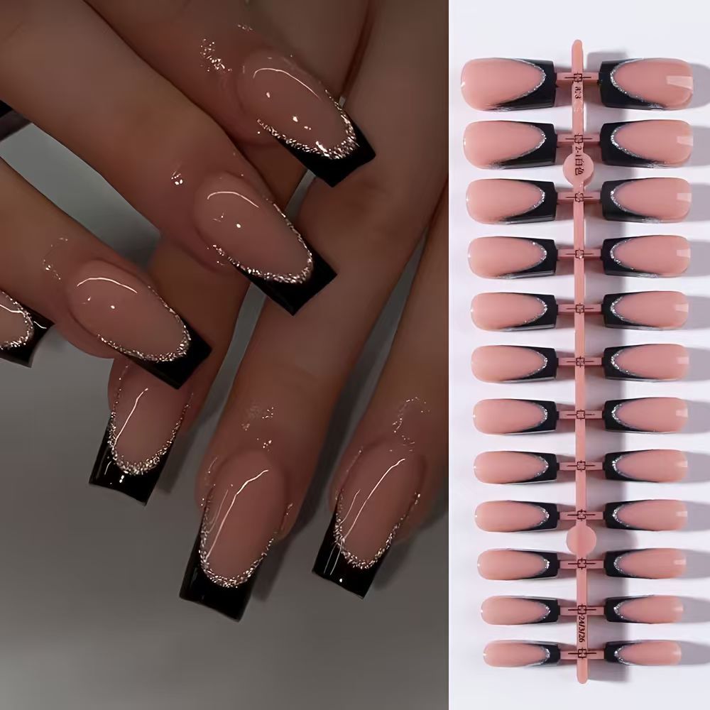 Premium glossy press-on nails for women, offering an easy & luxurious fake nail manicure at home.