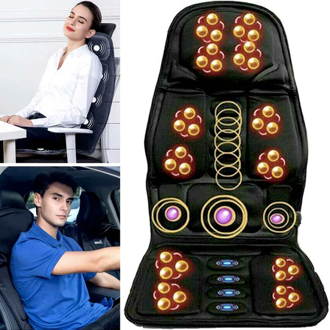 Premium heated full body massage chair pad for deep relaxation, back pain relief, & stress relief. Portable, vibration therapy.