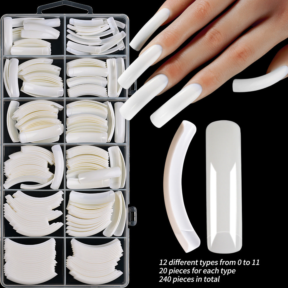 Clear long stiletto nail tips, ready for custom nail art designs & beautiful false nail applications.
