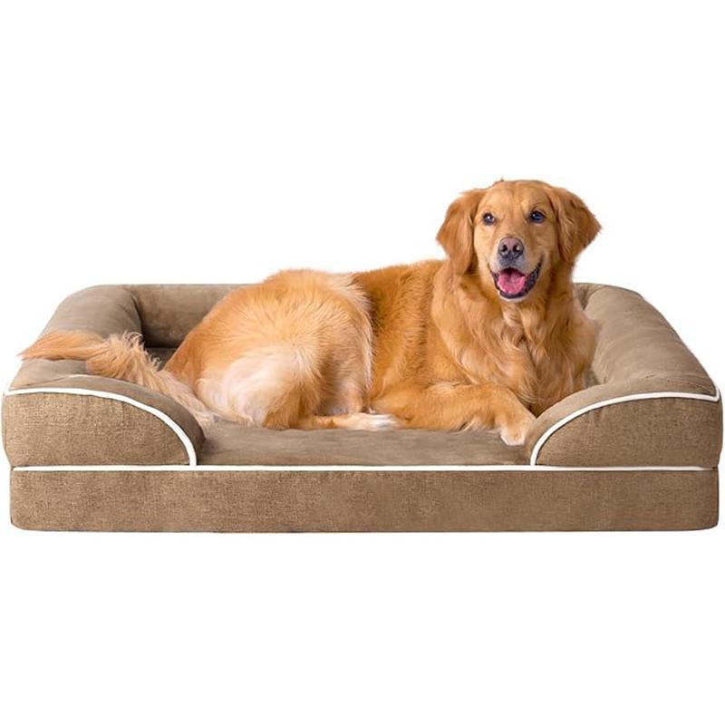 Therapeutic memory foam dog bed, soothes joint pain for aging dogs.