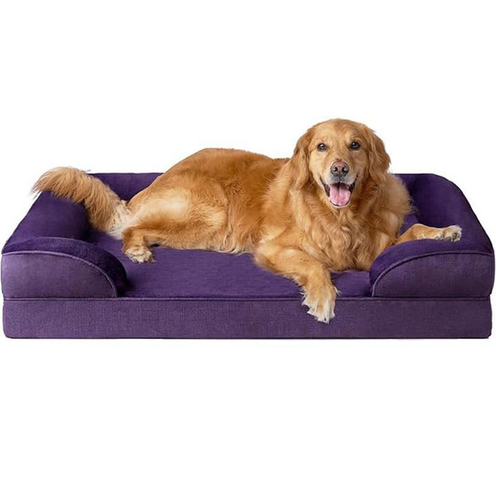 Anti-slip orthopedic dog bed, offers stable and comfortable rest.