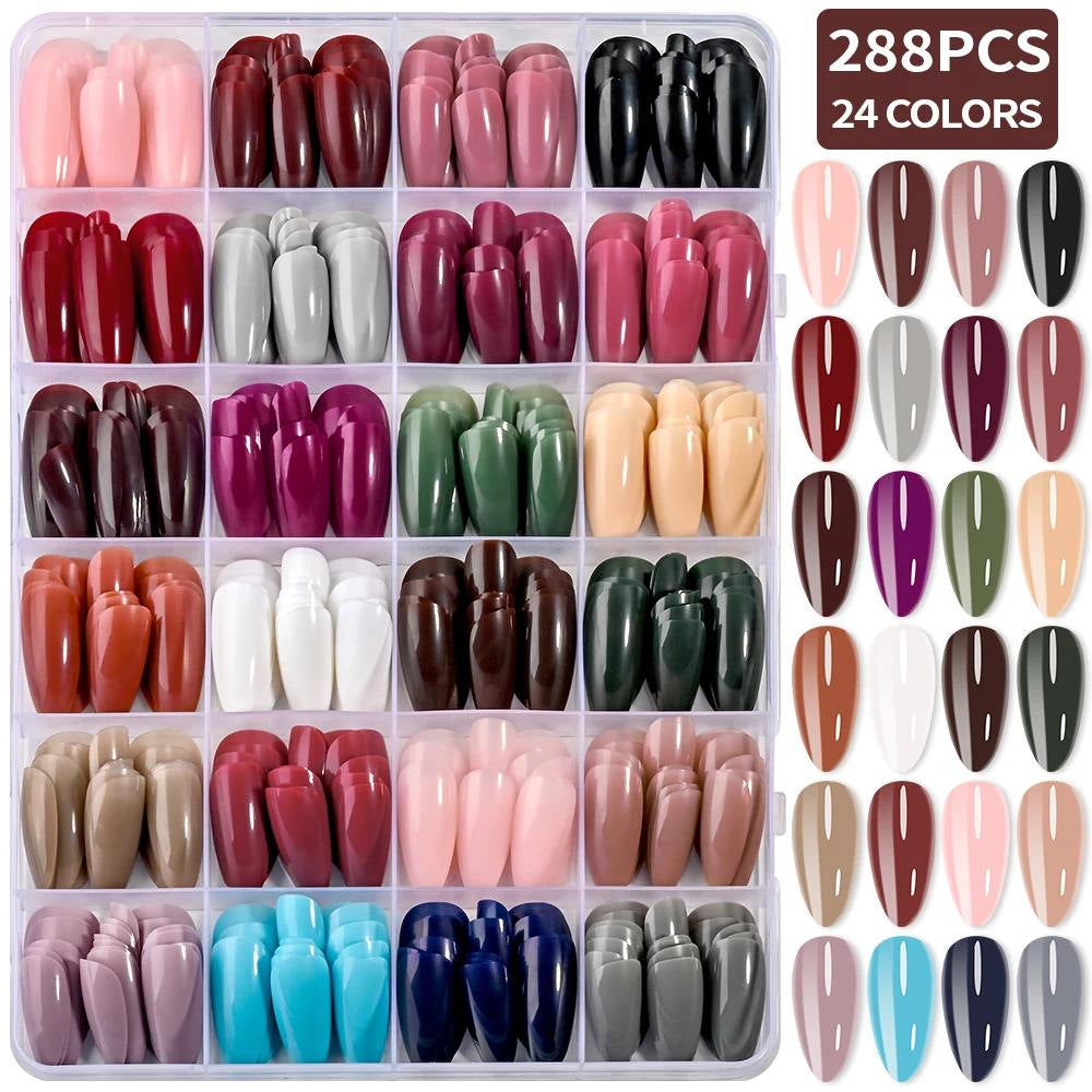 Premium soft gel false nails for women, easy to apply and remove, offering a natural aesthetic.