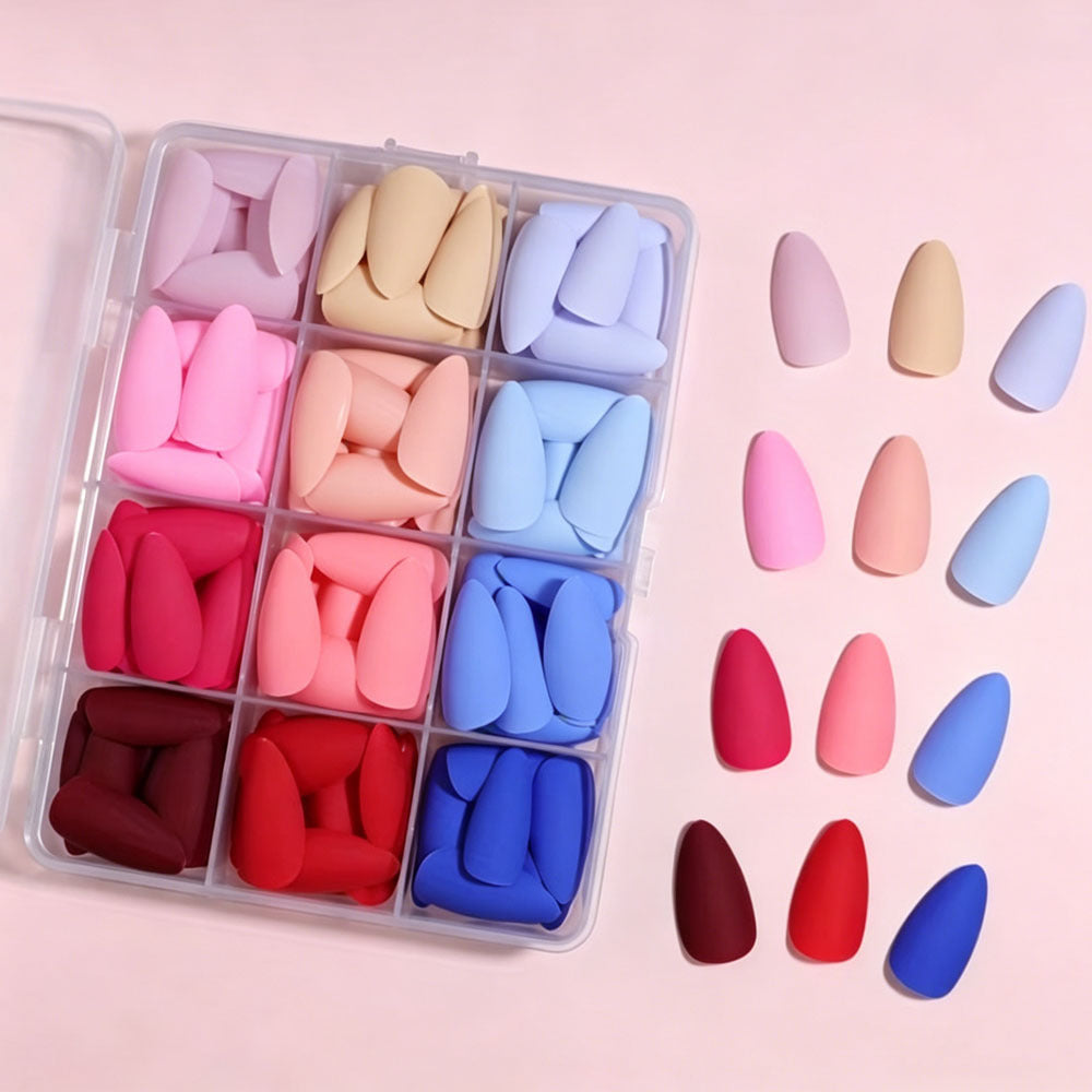Glossy soft gel nail tips, providing a comfortable, durable, and premium instant manicure.