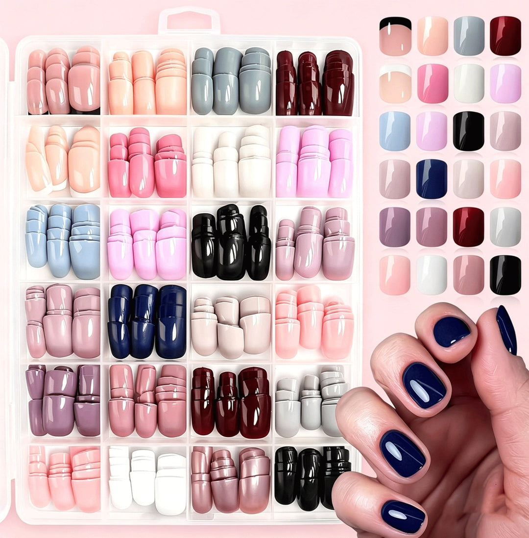 Natural look soft gel press-on nails for women, offering easy application & professional results.