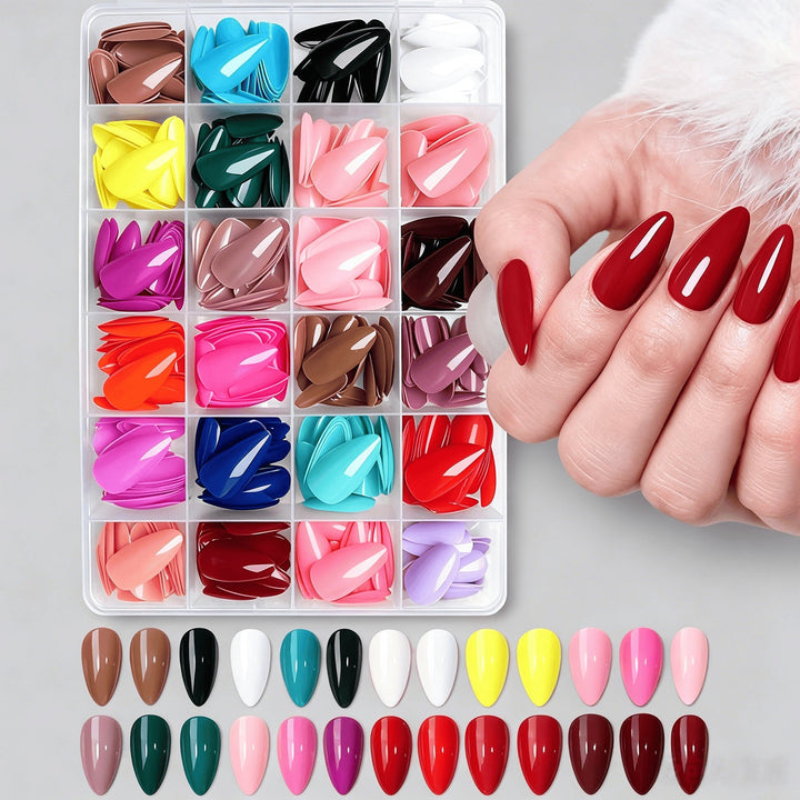 Collection of soft gel press-on nails, perfect for a quick, fashionable & salon-quality look.