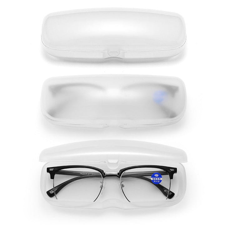 Premium unisex protective eyewear travel case, hard shell for glasses & sunglasses, available in clear & white.