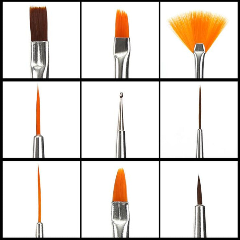 Unisex detailing nail art brush set for intricate designs, perfect for professional salon or home manicure kits.
