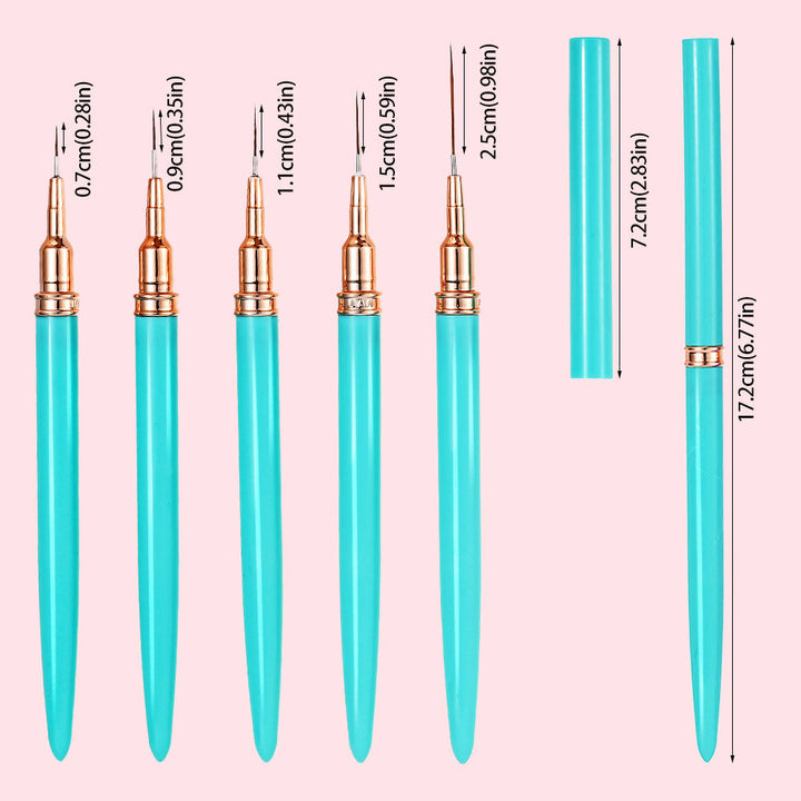 Precision nail art brushes with synthetic bristles for detailed nail design. Essential professional nail tools for manicure.