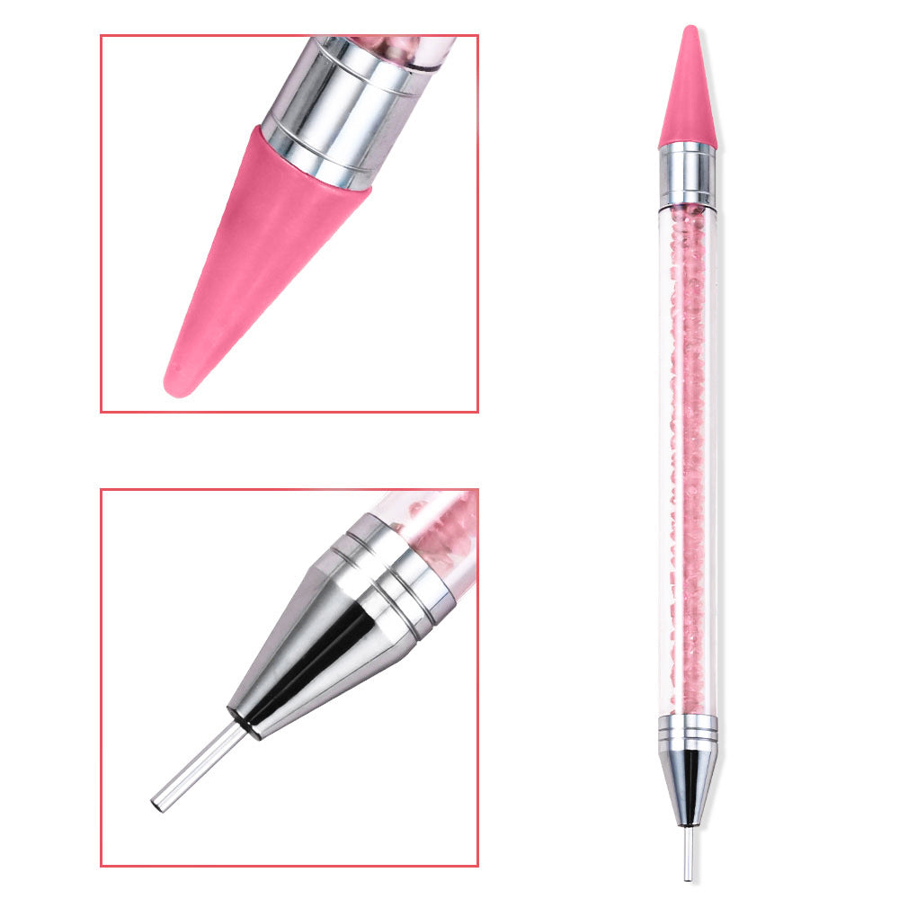 Slim professional nail art detailing brush featuring a sparkling crystal handle.