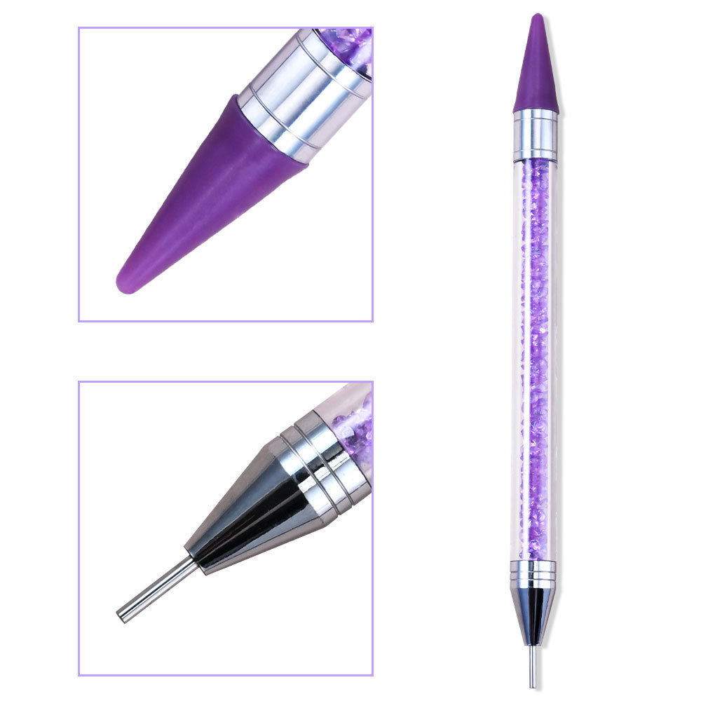 Professional-grade nail art detailing brush, crystal handle for intricate manicure work.
