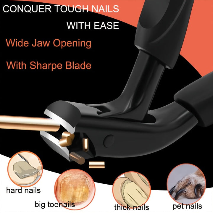 Stainless steel professional toenail clipper for easy, precise thick and ingrown nail cutting.