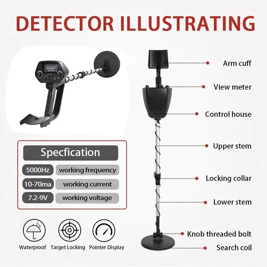 Durable metal detector designed for serious gold & treasure hunters. Perfect outdoor adventure electronics.