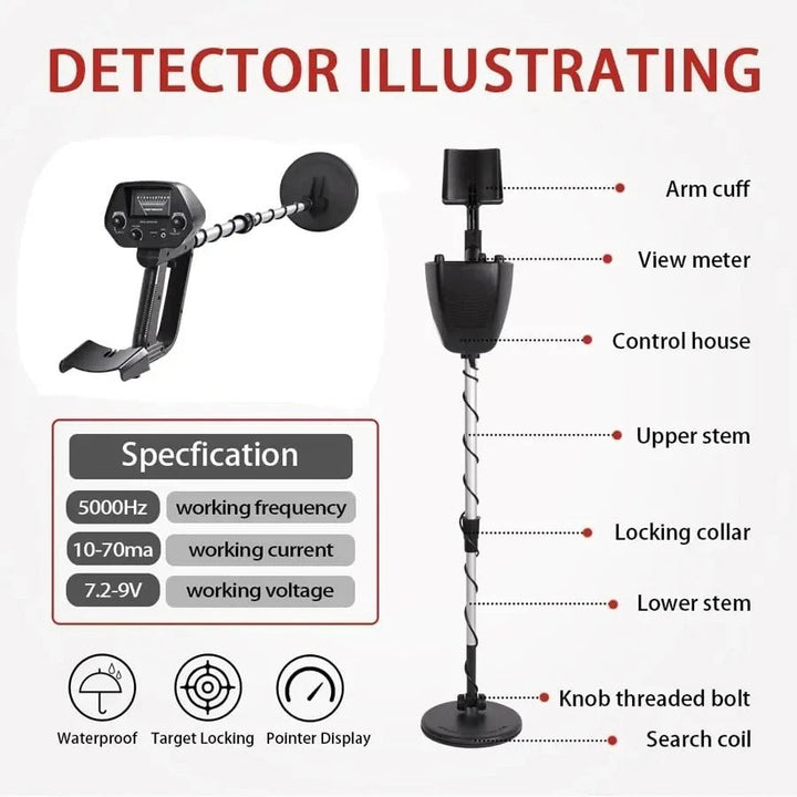 Durable metal detector designed for serious gold & treasure hunters. Perfect outdoor adventure electronics.