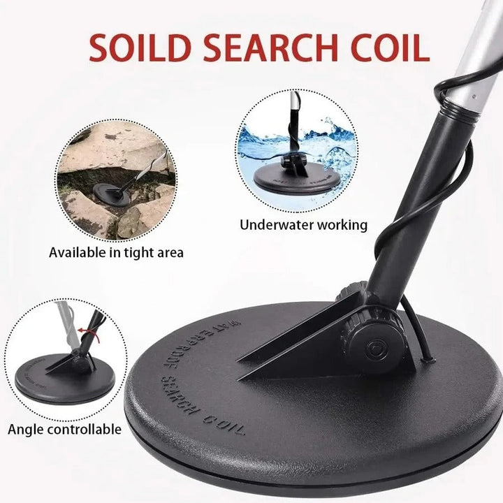 Modern unisex metal detector for hobbyists & professionals seeking gold, coins, and relics during treasure hunts.