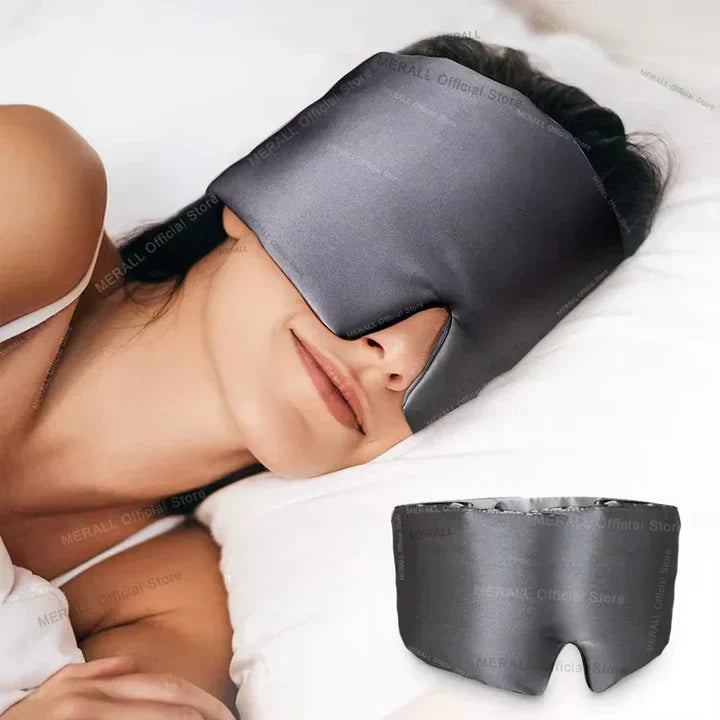Premium mulberry silk eye mask for deep sleep, gentle on delicate skin.